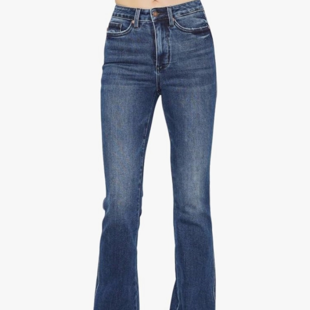 High-Rise Dark Blue Flare Jeans - Women